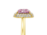 Yellow gold Fancy Pink Cushion  Halo Diamond Engagement Ring with Solitaire Band and Four-Prong Setting_25