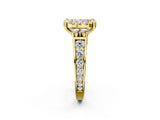 Yellow gold Fancy Pink Cushion  Halo Diamond Engagement Ring with Split Shank and Four-Prong Setting 2