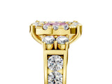 Yellow gold Fancy Pink Cushion  Halo Diamond Engagement Ring with Split Shank and Four-Prong Setting 5