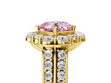 Yellow gold Fancy Pink Cushion  Halo Diamond Engagement Ring with Split Shank and Prong Setting_58