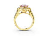 Yellow gold Fancy Pink Cushion  Halo Diamond Engagement Ring with Split Shank and Prong Setting_68
