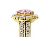 Yellow gold Fancy Pink Cushion  Halo Diamond Engagement Ring with Split Shank and Prong Setting_70