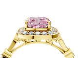 Yellow gold Fancy Pink Cushion  Halo Diamond Engagement Ring with Twisted Band and Four-Prong Setting 5