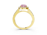 Yellow gold Fancy Pink Cushion  Halo Diamond Pavé Solitaire Ring_42