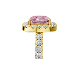 Yellow gold Fancy Pink Cushion  Halo Diamond Pavé Solitaire Ring_44