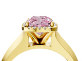 Yellow gold Fancy Pink Cushion  Halo Diamond Ring with Cathedral Band and Four-Prong Setting_52
