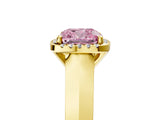 Yellow gold Fancy Pink Cushion  Halo Diamond Ring with Cathedral Band and Four-Prong Setting_53