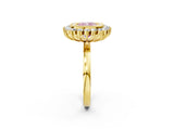 Yellow gold Fancy Pink Cushion  Halo Diamond Ring with Milgrain Edge and Round Prong Setting_28