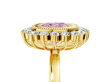 Yellow gold Fancy Pink Cushion  Halo Diamond Ring with Milgrain Edge and Round Prong Setting_31
