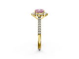 Yellow gold Fancy Pink Cushion  Halo Diamond Ring with Pavé Band and Prong Setting_38