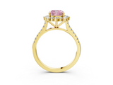 Yellow gold Fancy Pink Cushion  Halo Diamond Ring with Pavé Band and Prong Setting_39