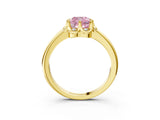 Yellow gold Fancy Pink Cushion  Halo Diamond Ring with Round Cluster Setting, Solitaire Band, and Four-Prong Setting_52