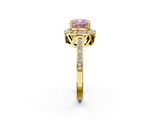 Yellow gold Fancy Pink Cushion  Halo Diamond Ring with Split Shank and Four-Prong Setting_47
