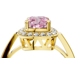 Yellow gold Fancy Pink Cushion  Halo Diamond Ring with Split Shank and Four-Prong Setting_49