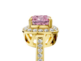Yellow gold Fancy Pink Cushion  Halo Diamond Ring with Split Shank and Four-Prong Setting_50