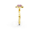Yellow gold Fancy Pink Cushion  Halo Diamond Solitaire with Pavé Band and Four-Prong Setting_117