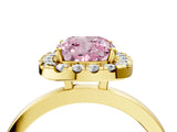 Yellow gold Fancy Pink Cushion  Halo Diamond Solitaire with Pavé Band and Four-Prong Setting_119
