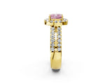 Yellow gold Fancy Pink Cushion  Halo Diamond Split Shank Engagement Ring with Prong Setting_29