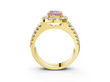 Yellow gold Fancy Pink Cushion  Halo Diamond Split Shank Engagement Ring with Prong Setting_30