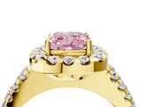 Yellow gold Fancy Pink Cushion  Halo Diamond Split Shank Engagement Ring with Prong Setting_31