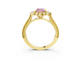 Yellow gold Fancy Pink Cushion  Halo Milgrain Pave Diamond Ring with Four-Prong Setting 3