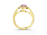 Yellow gold Fancy Pink Cushion  Halo Pavé Diamond Engagement Ring with Bezel Setting_40