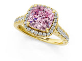 Yellow gold Fancy Pink Cushion  Halo Pavé Diamond Engagement Ring with Four-Prong Setting_27