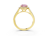 Yellow gold Fancy Pink Cushion  Halo Pavé Diamond Engagement Ring with Four-Prong Setting_6