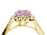 Yellow gold Fancy Pink Cushion  Halo Pavé Diamond Engagement Ring with Four-Prong Setting_7