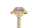 Yellow gold Fancy Pink Cushion  Halo Pavé Diamond Engagement Ring with Four-Prong Setting_8