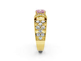 Yellow gold Fancy Pink Cushion  Halo Pave Diamond Engagement Ring with Milgrain Detailing_52