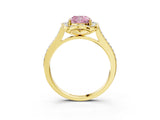 Yellow gold Fancy Pink Cushion  Halo Round Diamond Pave Band with Four-Prong Setting_40