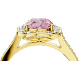Yellow gold Fancy Pink Cushion  Halo Round Diamond Pave Band with Four-Prong Setting_41
