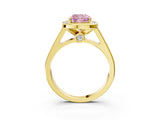 Yellow gold Fancy Pink Cushion  Halo Solitaire Diamond Ring with Pave Band and Bezel Setting_50