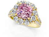 Yellow gold Fancy Pink Cushion  Halo Split Shank Diamond Engagement Ring with Pave Band and Four-Prong Setting_55