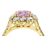 Yellow gold Fancy Pink Cushion  Halo Split Shank Diamond Engagement Ring with Pave Band and Four-Prong Setting_58