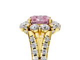Yellow gold Fancy Pink Cushion  Halo Split Shank Diamond Engagement Ring with Pave Band and Four-Prong Setting_59