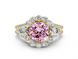 Yellow gold Fancy Pink Cushion  Halo Split Shank Diamond Engagement Ring with Prong Setting_20