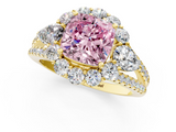 Yellow gold Fancy Pink Cushion  Halo Split Shank Diamond Engagement Ring with Prong Setting_21