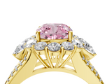Yellow gold Fancy Pink Cushion  Halo Split Shank Diamond Engagement Ring with Prong Setting_24