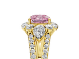 Yellow gold Fancy Pink Cushion  Halo Split Shank Diamond Engagement Ring with Prong Setting_25