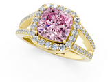 Yellow gold Fancy Pink Cushion  Halo Split Shank Diamond Ring with Four-Prong Setting_33