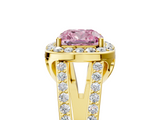Yellow gold Fancy Pink Cushion  Halo Split Shank Diamond Ring with Four-Prong Setting_37