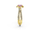 Yellow gold Fancy Pink Cushion  Halo Split Shank Diamond Ring with Pavé Setting_28