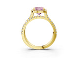 Yellow gold Fancy Pink Cushion  Halo Split Shank Diamond Ring with Pavé Setting_29