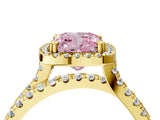 Yellow gold Fancy Pink Cushion  Halo Split Shank Diamond Ring with Pavé Setting_30