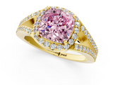 Yellow gold Fancy Pink Cushion  Halo Split Shank Diamond Ring with Prong Setting_21