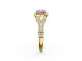 Yellow gold Fancy Pink Cushion  Halo Split Shank Diamond Ring with Prong Setting_22