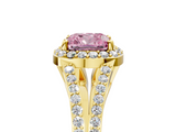 Yellow gold Fancy Pink Cushion  Halo Split Shank Diamond Ring with Prong Setting_25