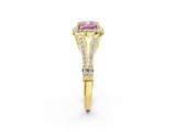 Yellow gold Fancy Pink Cushion  Halo Split Shank Pave Diamond Ring with Four-Prong Setting_50